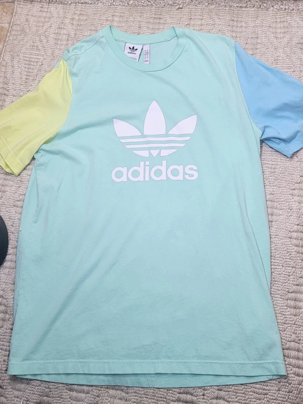 adidas Originals Trefoil Colorblock T-Shirt Mint Green Pastel Yellow Blue